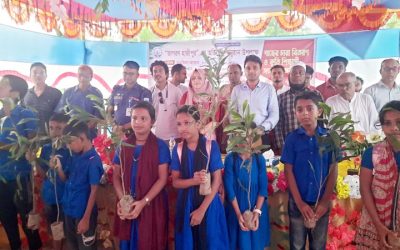 কুলাউড়ায় জাগরণ হাজীপুরের অভিষেক ও শিক্ষার্থীদের মাঝে গাছের চারা বিতরণ